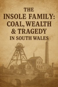 A graphic with a coal mine and writing saying the Insole Family Wealth Coal and tragedy