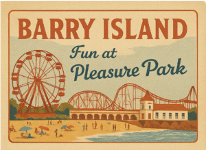 Barry Island A day by the sea - just what the Doctor ordered.Aretrp vintage image showing
