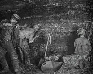 Three Men Working At The Coal Face, South Wales Coalfield c1870